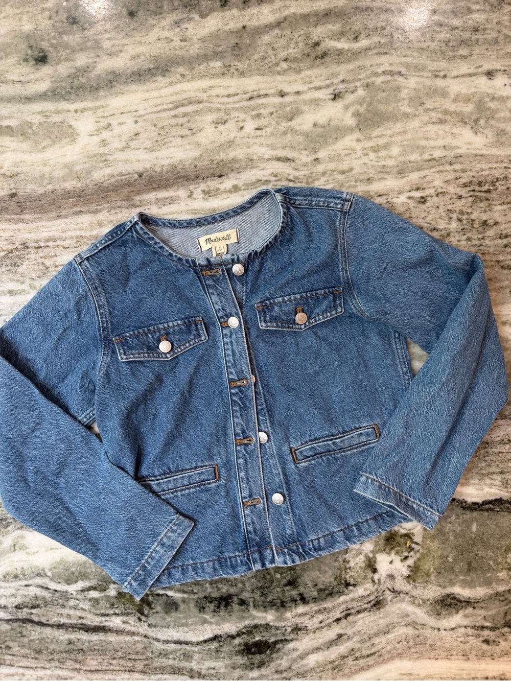 Madewell Blue Denim Snap-Front Jean Jacket
Women’s Small
